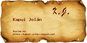 Kapui Jolán névjegykártya